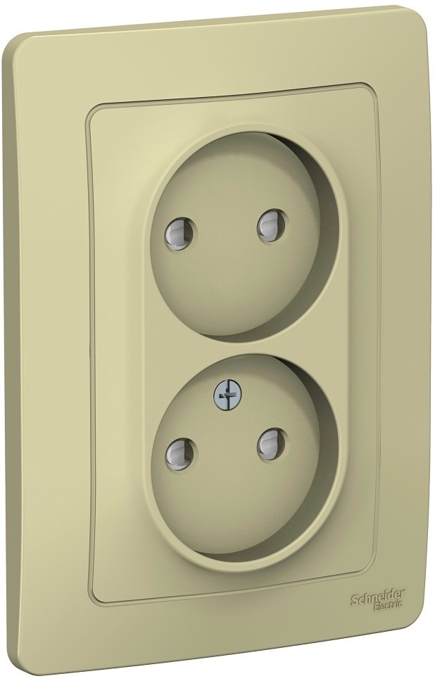 Розетка встраиваемая двойная без заземления со шторками (бежевый) Systeme Electric BLNRS000127