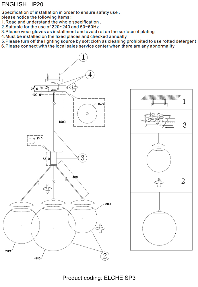 Подвесной светильник Crystallux ELCHE ELCHE SP3 GOLD_CR