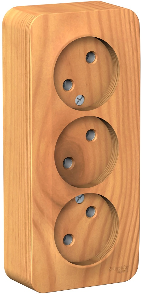 Розетка накладная тройная без заземления (ясень) Systeme Electric BLNRA000315