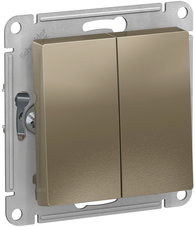 Выключатель встраиваемый двухклавишный (шампань) Systeme Electric ATN000565