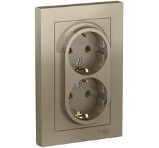 Розетка встраиваемая двойная с заземлением (шампань) Systeme Electric ATN000524