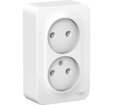 Розетка накладная двойная без заземления (белый) Systeme Electric BLNRA000221