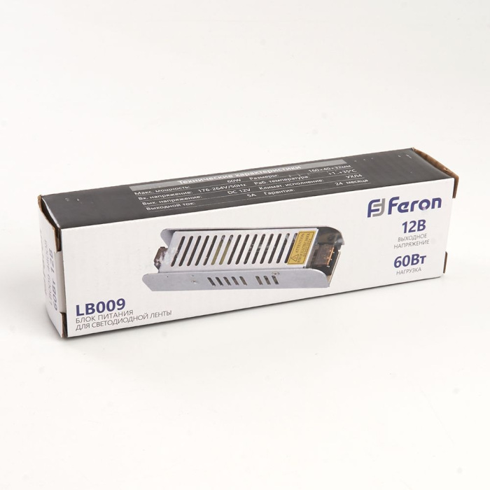 Трансформатор для светодиодной ленты 60W 12V (драйвер) Feron 48008_FR