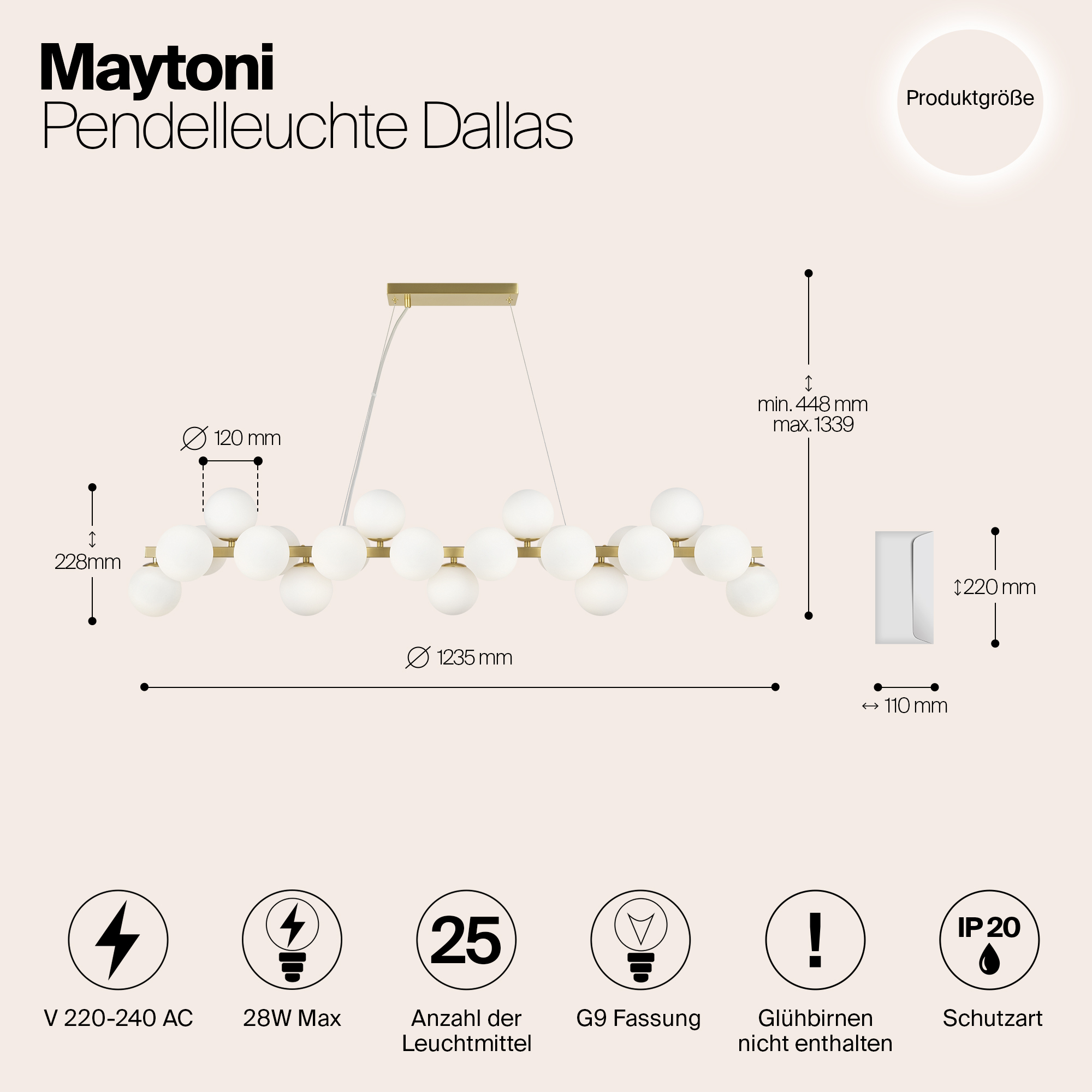 Подвесная люстра Maytoni Dallas MOD547PL-25BS_MY