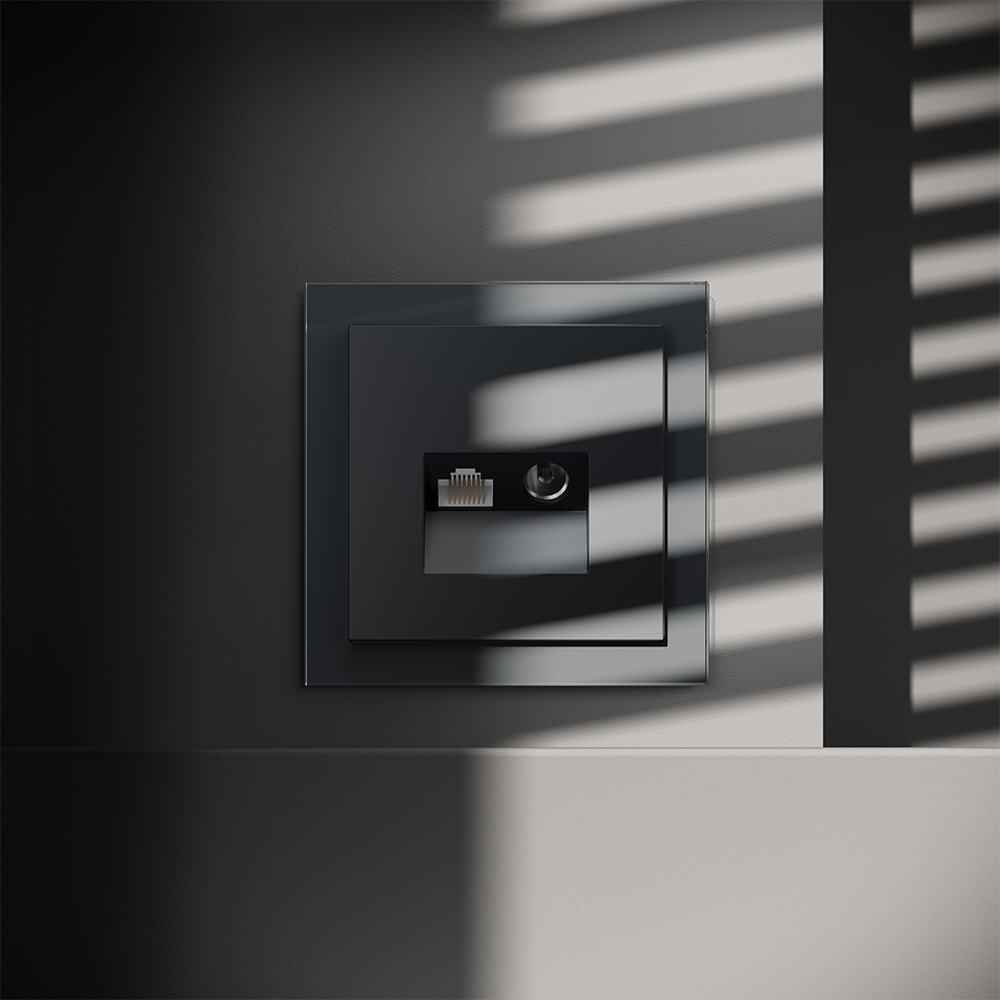 Розетка телевизионная встраиваемая VOLTUM S70 TV+RJ45 VLS060707