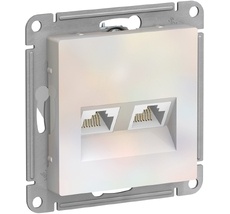 Розетка встраиваемая двойная Ethernet RJ-45 (жемчужный) Systeme Electric ATN000485