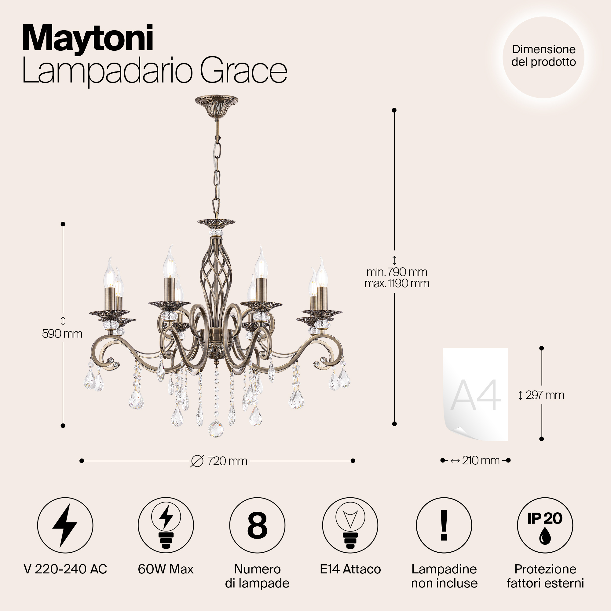 Подвесная люстра Maytoni Elegant RC247-PL-08-R_MY