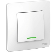 Выключатель встраиваемый одноклавишный с подсветкой (белый) Systeme Electric BLNVS006111