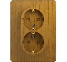 Розетка встраиваемая двойная с заземлением и шторками (дуб) Systeme Electric GSL000526