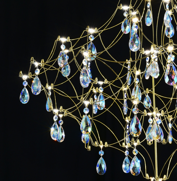 Подвесная люстра светодиодная с пультом и хрустальными подвесками K9 MyFar MR2643-66P-50CD