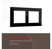 Рамка из закаленного стекла на 2 поста Arte Milano 503.02-2.black