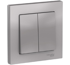 Выключатель встраиваемый двухклавишный (алюминий) Systeme Electric ATN000352