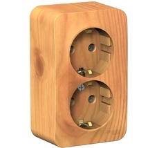 Розетка накладная двойная с заземлением (ясень) Systeme Electric BLNRA010205