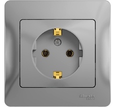 Розетка встраиваемая с заземлением (алюминий) Systeme Electric GSL000342