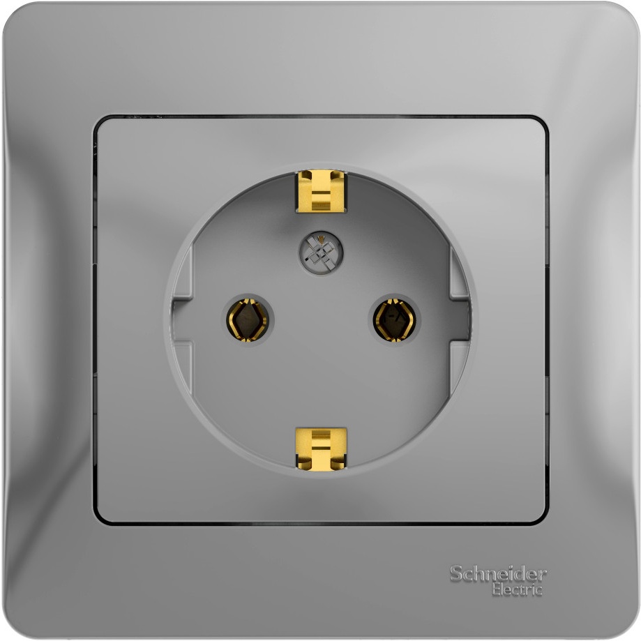 Розетка встраиваемая с заземлением (алюминий) Systeme Electric GSL000342