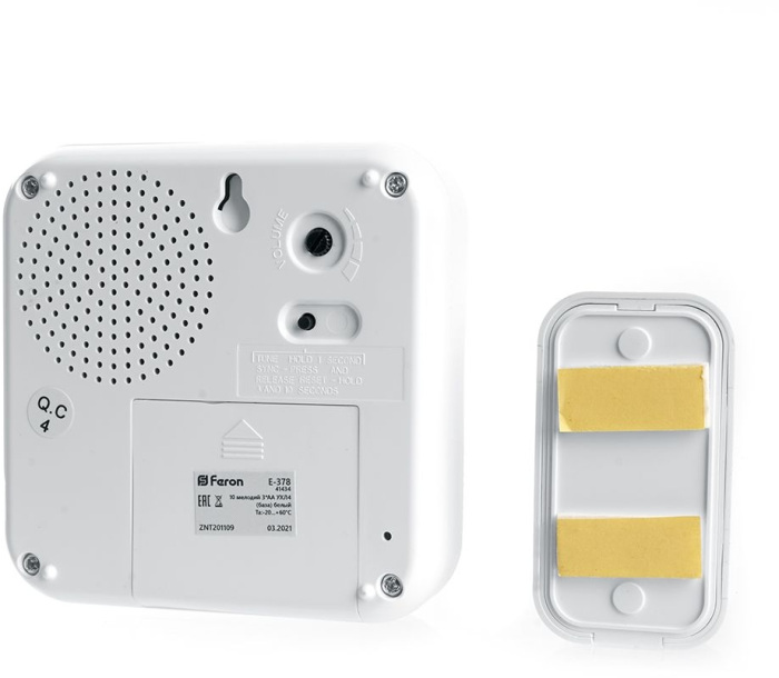 Звонок дверной беспроводной Электрический мелодий с питанием от батареек IP44 Feron 41434_FR