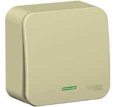 Выключатель накладной одноклавишный с подсветкой (бежевый) Systeme Electric BLNVA106117