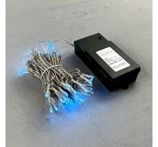 Гирлянда Нить на Батарейках 10м Небесно-Голубая, 100 LED, Провод Прозрачный Силикон, IP65 EST100-4W10-8SB