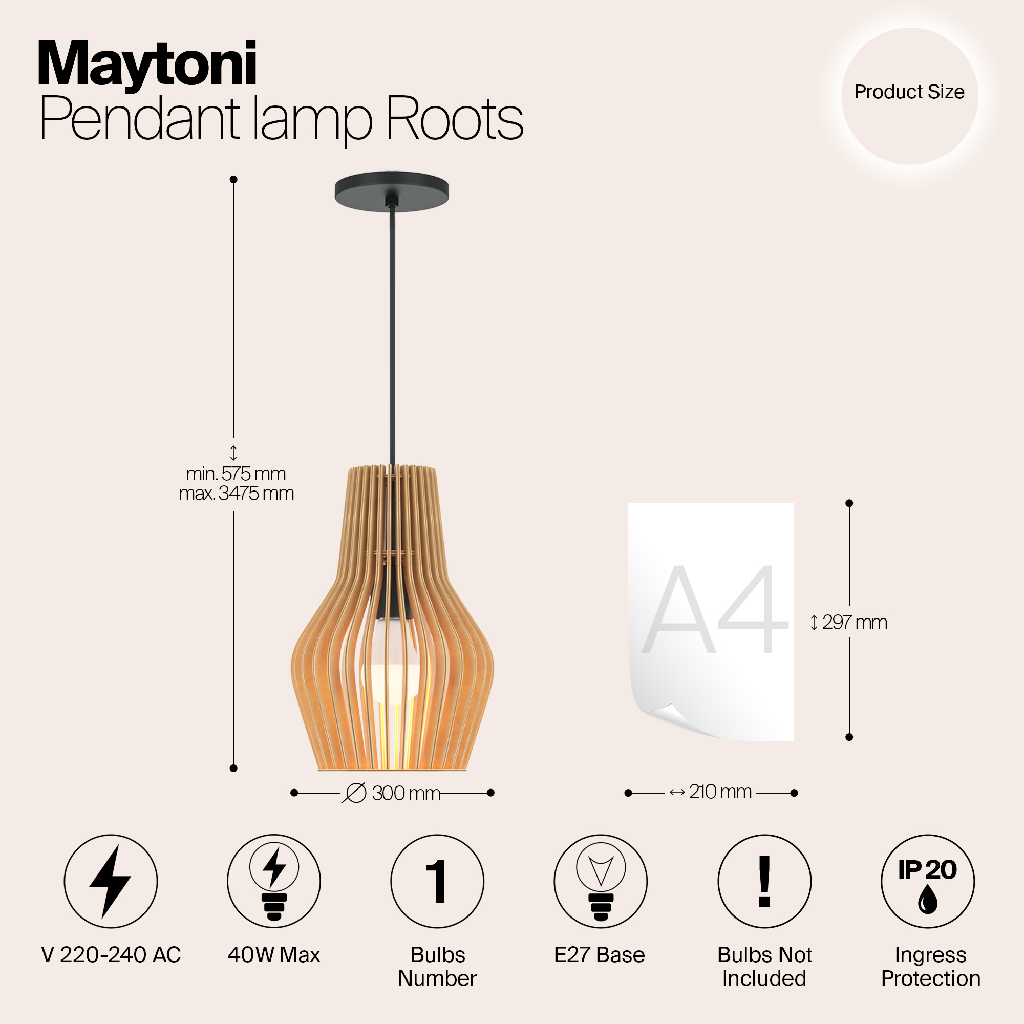 Подвесной светильник Maytoni Roots MOD191PL-01W1_MY