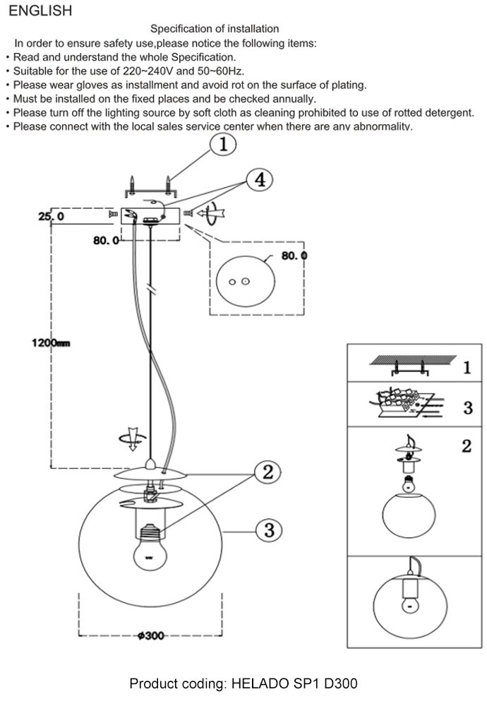 Подвесной светильник Crystallux HELADO HELADO SP1 D300 GOLD_CR