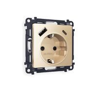 Розетка Ambrella Volt ALFA 2USB A+C 20W быстрая зарядка с заземлением и шторками 2P+E 16A-250V QUANT MA610010_AMB