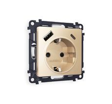 Розетка Ambrella Volt ALFA 2USB A+C 20W быстрая зарядка с заземлением и шторками 2P+E 16A-250V QUANT MA610010_AMB