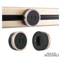 Трековая розетка Arte Milano track-sockets 380066TS LED/USBx2 Gold