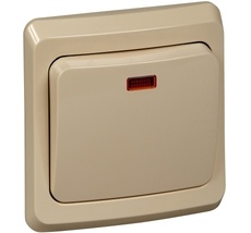 Выключатель встраиваемый одноклавишный с подсветкой (кремовый) Systeme Electric BC10-005K