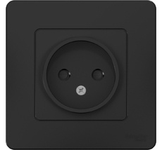 Розетка встраиваемая без заземления со шторками (антрацит) Systeme Electric BLNRS000116