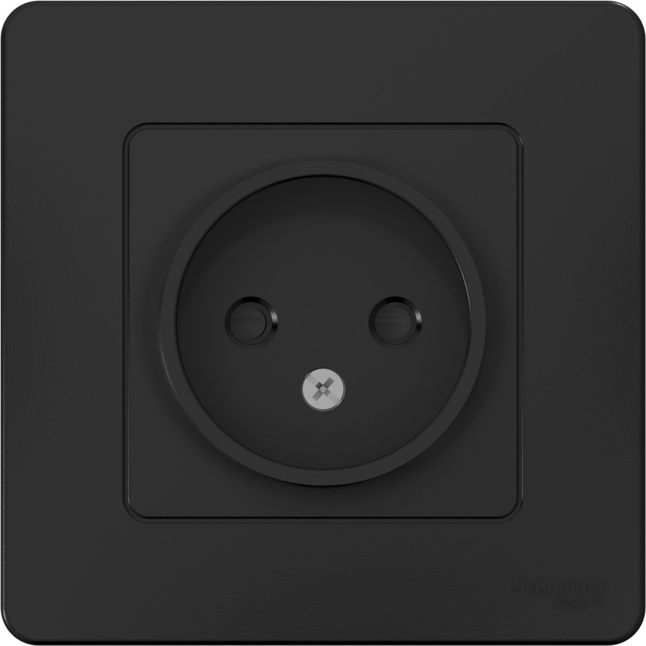 Розетка встраиваемая без заземления со шторками (антрацит) Systeme Electric BLNRS000116