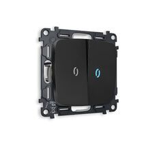 Выключатель двухклавишный проходной с подсветкой Ambrella Volt OMEGA QUANT MO804040_AMB