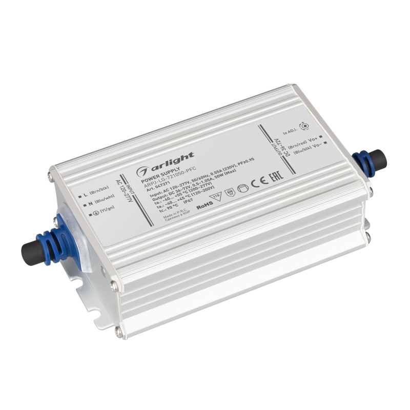 Блок питания ARPJ-LG-721050-PFC 50W, 36-72V, 0.5-1.05A 047371_ARL