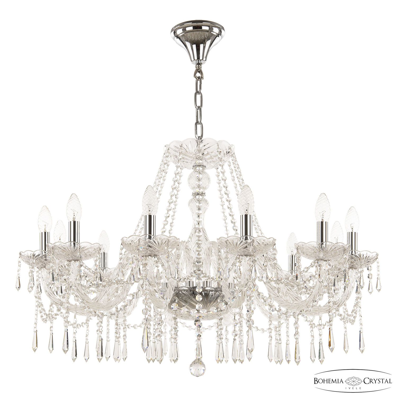 Хрустальная люстра Bohemia Ivele Crystal 104/12/300 Ni_BI