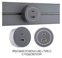 Трековая розетка Arte Milano track-sockets 399732TS/USB-Type-C Grey