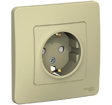 Розетка встраиваемая с заземлением и шторками (бежевый) Systeme Electric BLNRS001117