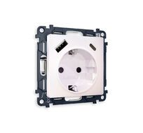 Розетка Ambrella Volt ALFA 2USB A+C 20W быстрая зарядка с заземлением и шторками 2P+E 16A-250V QUANT MA210010_AMB