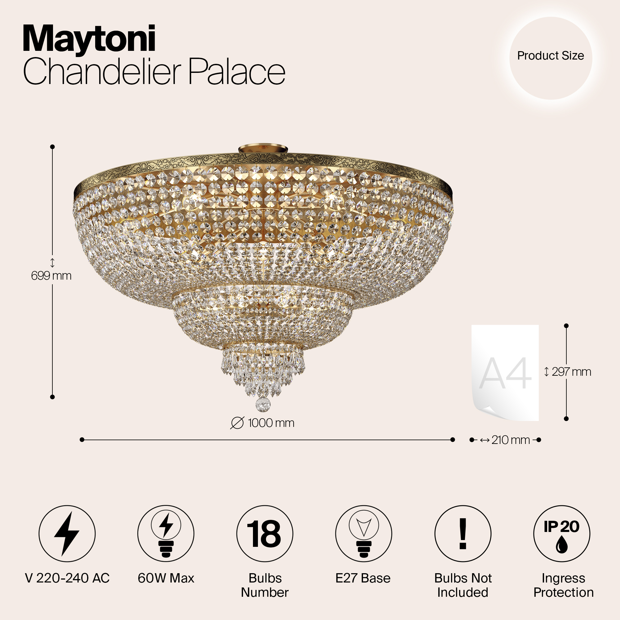 Хрустальная люстра Maytoni DIA890-CL-18-G_MY