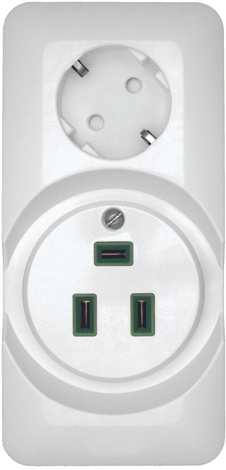 Розетка накладная комбинированная для электроплиты 32А и силовая с заземлением и шторками 16А (белый) Systeme Electric RA32-211R-B