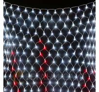 Светодиодная Сеть 2 x 2 м Разноцветная с Контроллером 220В, 400 LED, Провод Белый Каучук, IP65 AUG400-11-4EPRGB