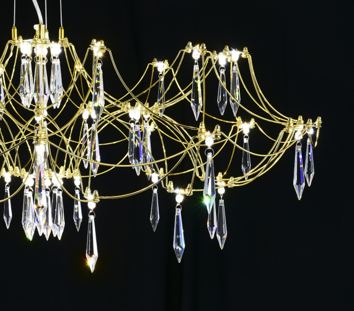 Подвесная люстра светодиодная с пультом и хрустальными подвесками Asfour MyFar MR2662-60P-76AP