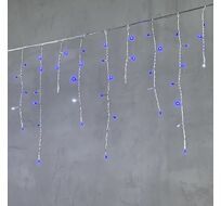 Гирлянда Бахрома 4,9 x 0,5 м Синяя с Мерцанием Белого Диода 220В, 240 LED, Провод Прозрачный ПВХ, IP54 PIL240BLW-10-2B