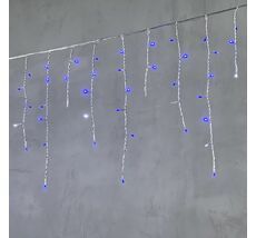 Гирлянда Бахрома 3,1 x 0,5 м Синяя с Мерцанием Белого Диода 220В, 150 LED, Провод Прозрачный ПВХ, IP54 PIL150BLW-10-2B
