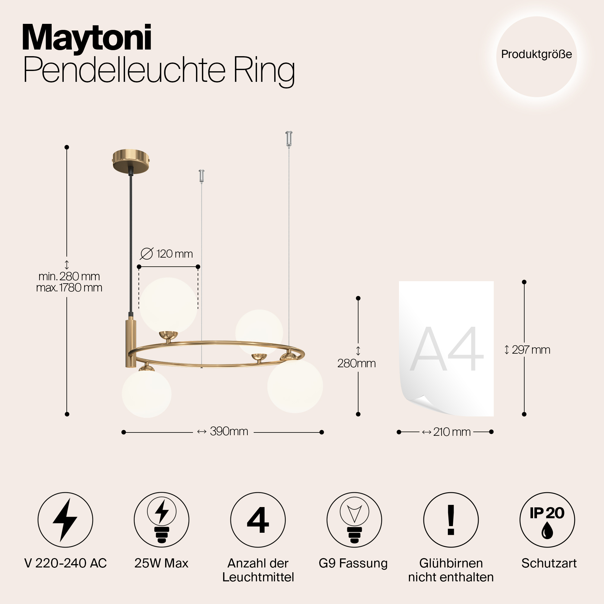 Подвесная люстра Maytoni Modern Ring MOD013PL-04BS1_MY