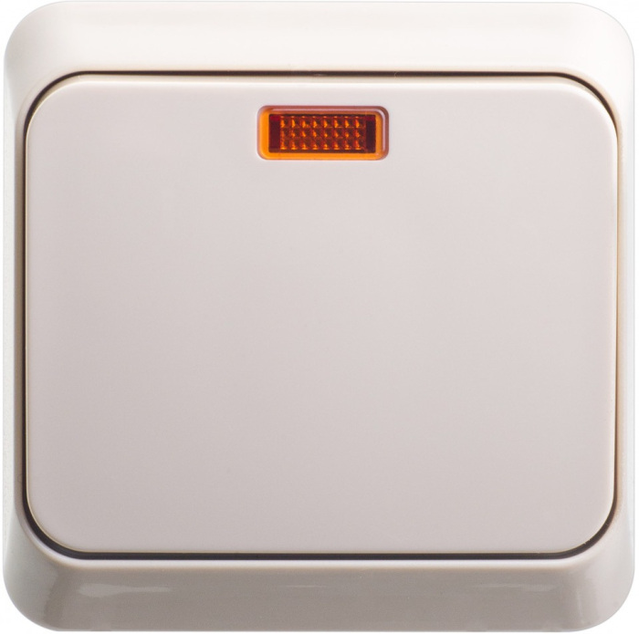 Выключатель накладной одноклавишный с подсветкой (кремовый) Systeme Electric BA10-007K