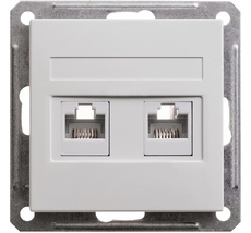 Розетка встраиваемая телефонная RJ-11 + Ethernet RJ-45 (белый) Systeme Electric RSI-251TK5E-1-86