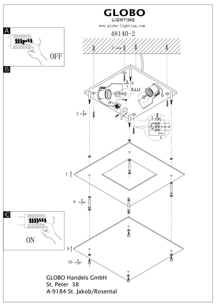 Потолочный светильник Globo Regius 48140-2_GL