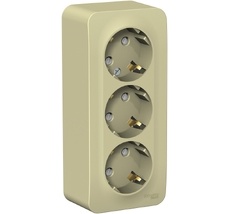 Розетка накладная тройная с заземлением и шторками (бежевый) Systeme Electric BLNRA011317