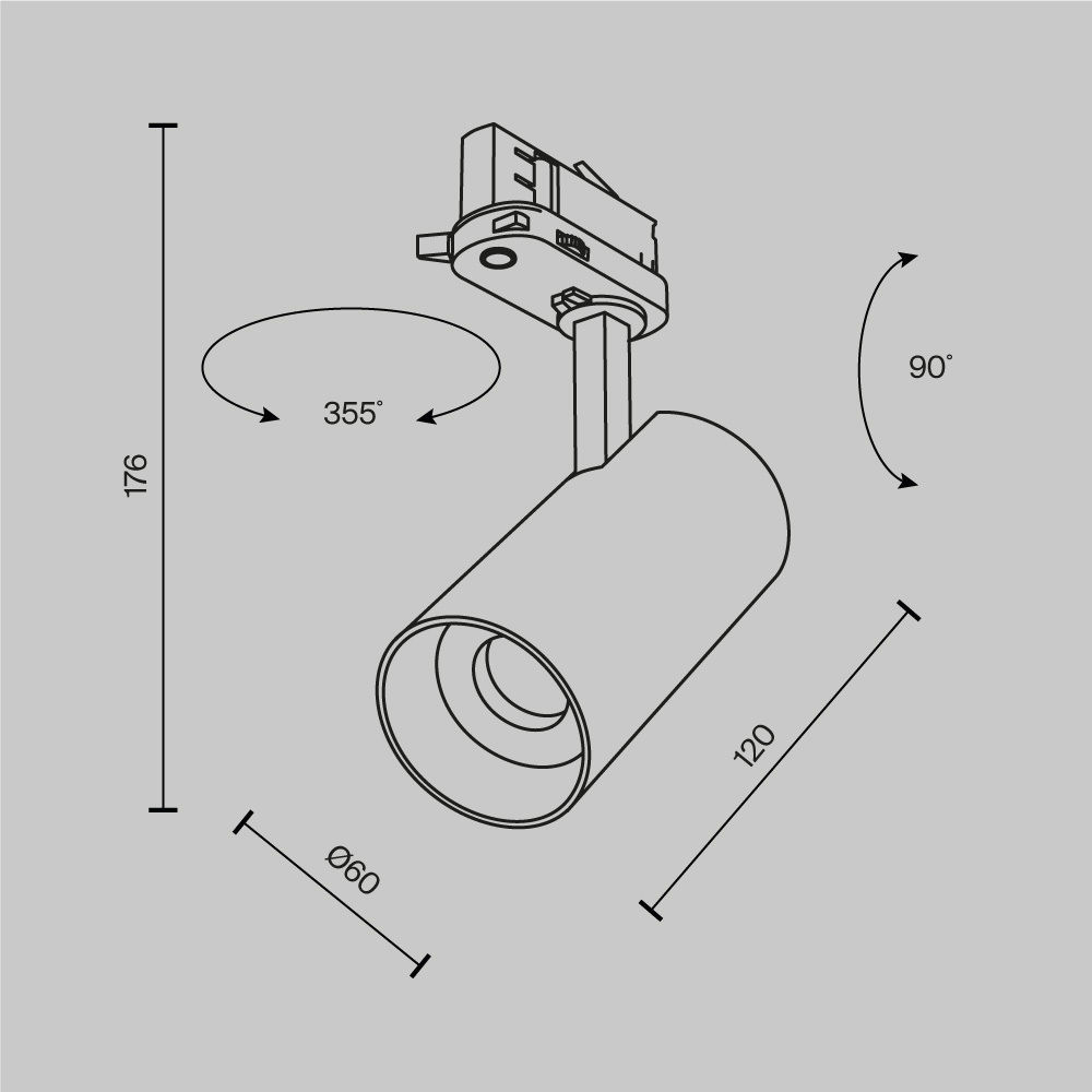 Трековый светильник трехфазный TRINITY Maytoni Focus Led TR197-3-12WCCT-M-B_MY