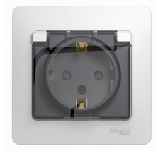 Розетка встраиваемая с заземлением, шторками и крышкой (белый) IP44 Systeme Electric GSL000148