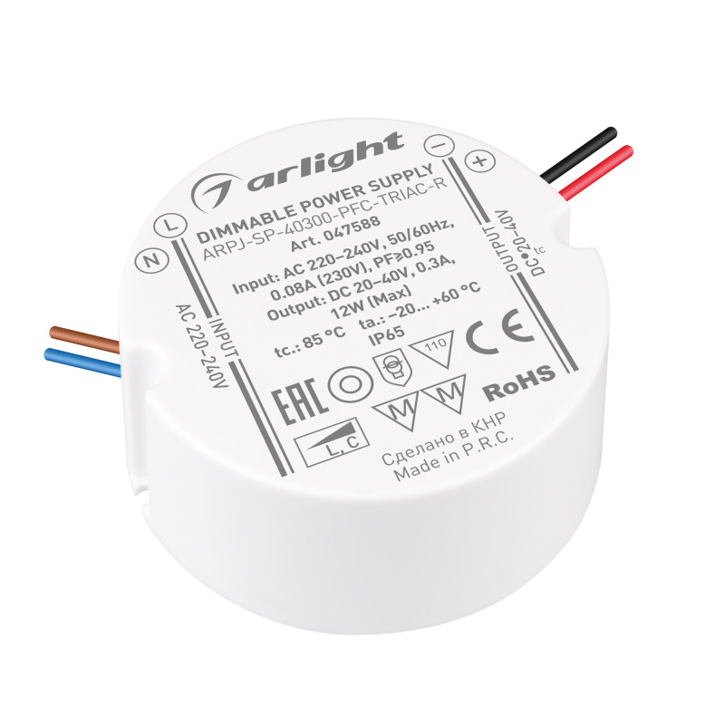 Блок питания ARPJ-SP-40300-PFC-TRIAC-R 12W, 20-40V, 300mA 047588_ARL